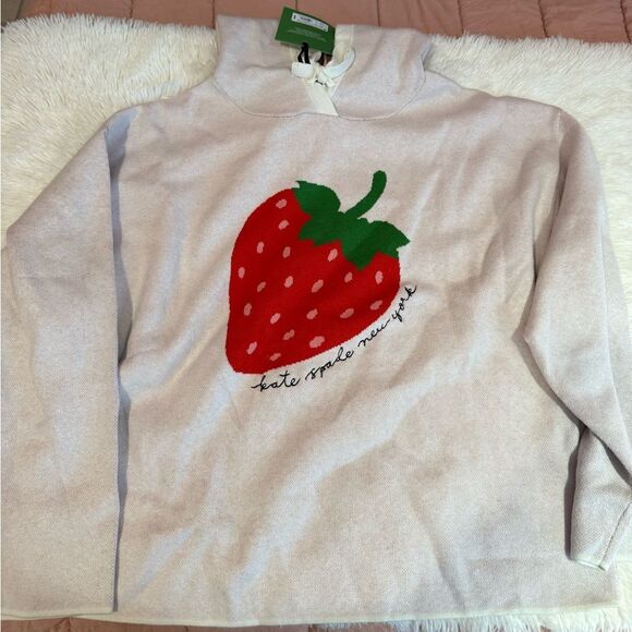 Kate Spade White Hoodie with Red Strawberry Design - Picture 4 of 8